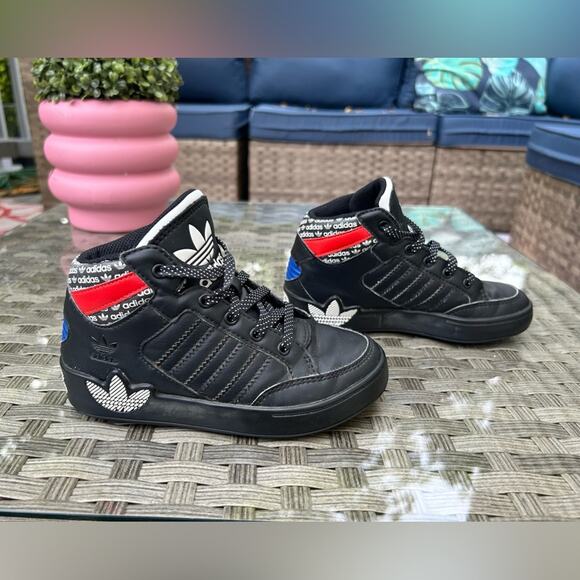 Adidas Retro Trefoil Style Kids High Top Sneakers Size 11K - Picture 3 of 9